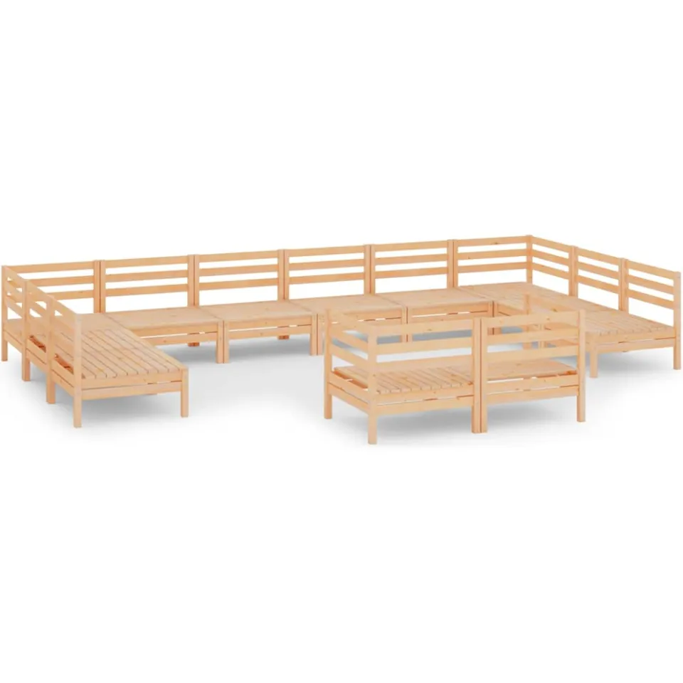 vidaXL 12-delige Loungeset massief grenenhout Bruin