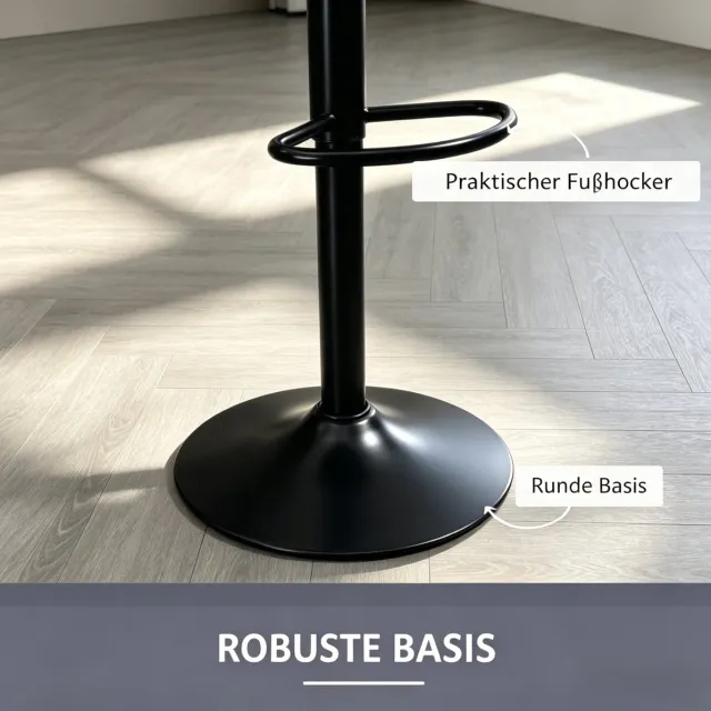 OKWISH Barkruk Set van 2 Verstelbare Hoogte 360 Draaibaar Met Rugleuning En Voetsteun Voor Keuken En Bar Stof Zwart Grijs