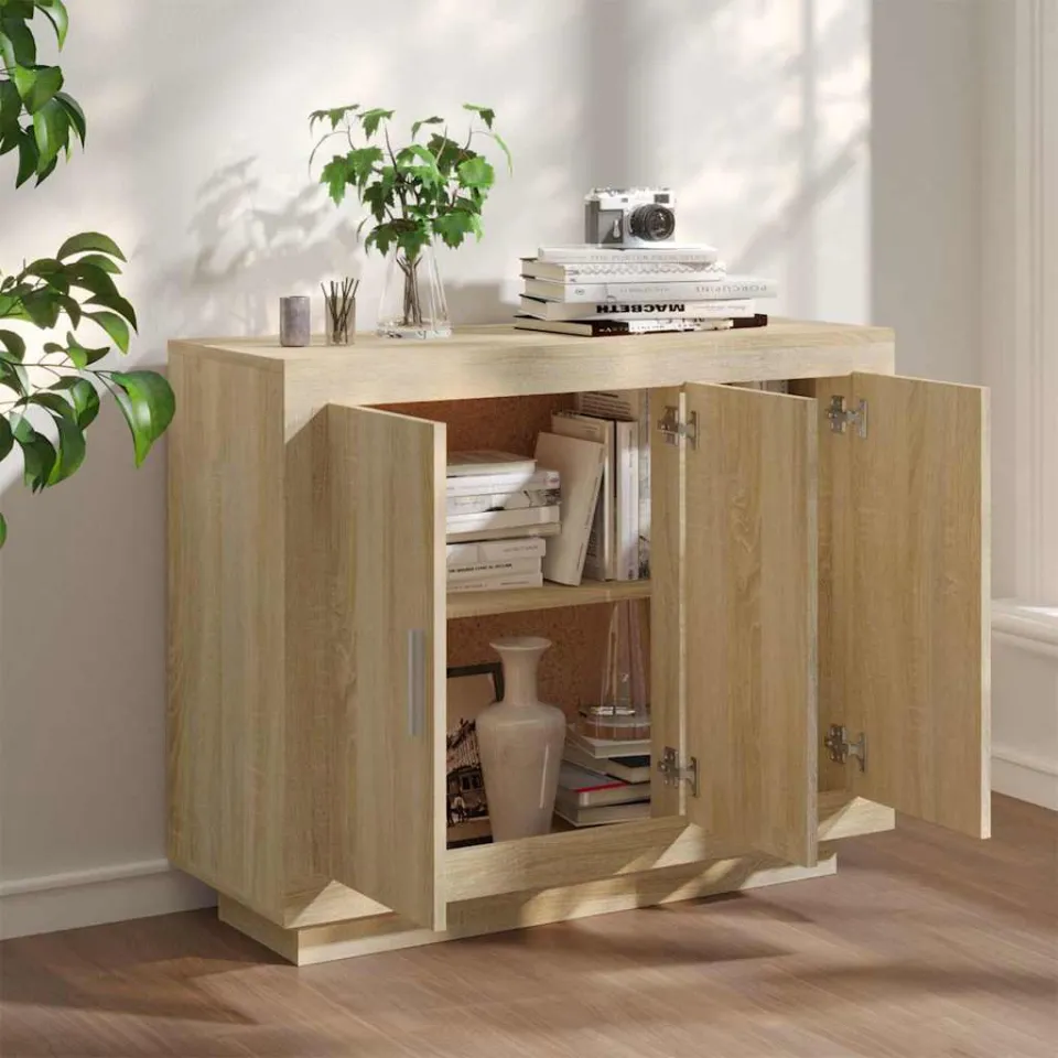 vidaXL Dressoir 92x35x75 cm bewerkt hout sonoma eikenkleurig, foto 3