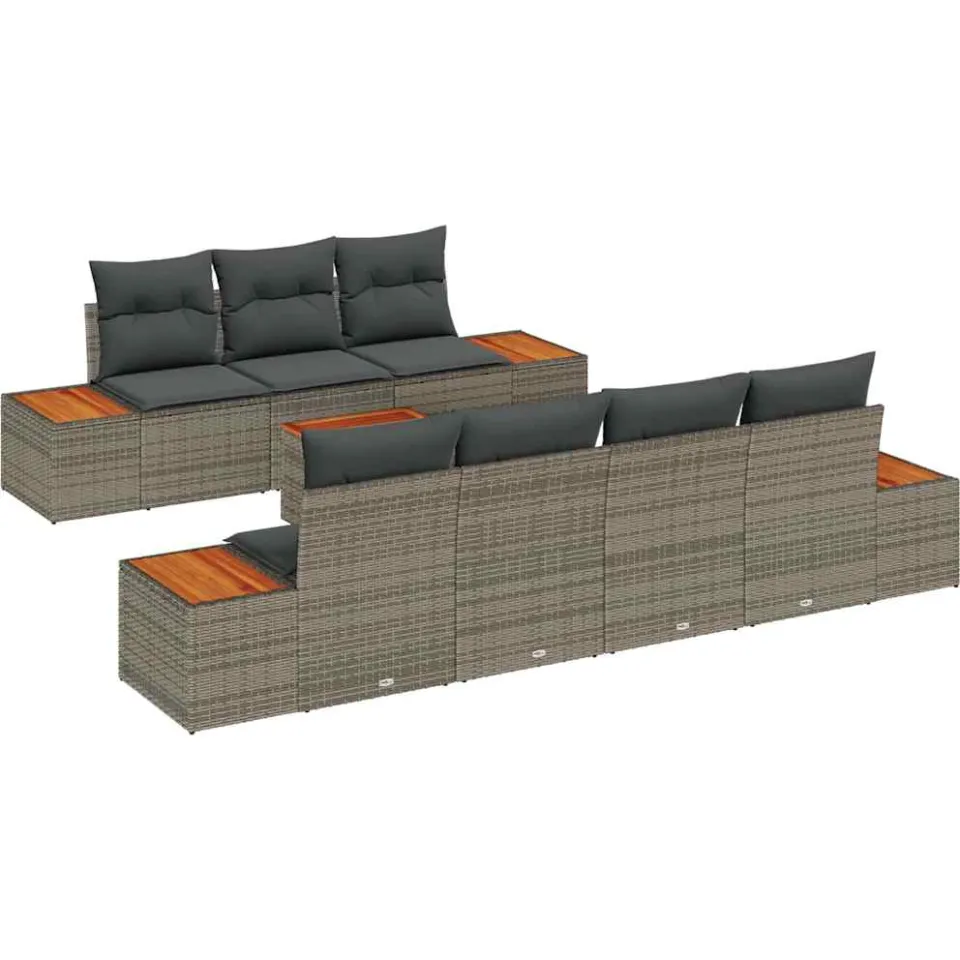 vidaXL Tuin Sofa Set 8 st Grijs Poly riet