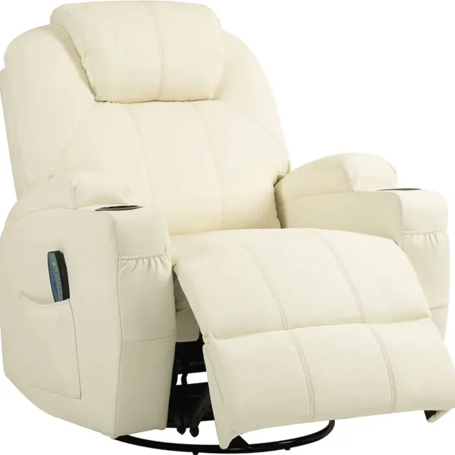 GranMaison Massagestoel - Relaxfauteuil - Zetel - 1 persoons - Met armleuning - Zeer comfortabel - Elektrisch - Crèmewit