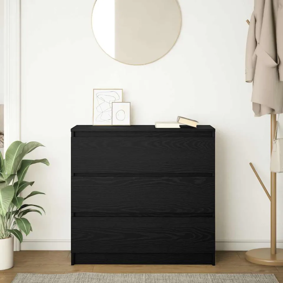 vidaXL Dressoir 80x35x76 cm spaanplaat zwart eikenkleurig, foto 3