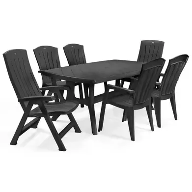 Jardin Tuinstoel Santorini Grafiet 65x61x99cm Zwart