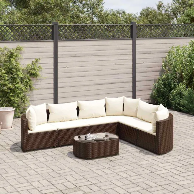 vidaXL 7-delige Loungeset met kussens poly rattan bruin, foto 2