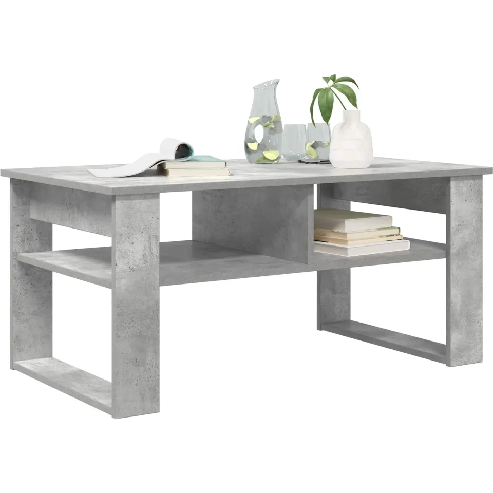 vidaXL Salontafel Beton Grijs 96 x 54 x 44 cm Bewerkt hout, foto 3