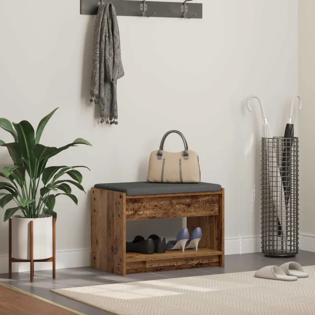 vidaXL Halbank Oudhout 63 x 38 x 45 cm Geïndustrialiseerd hout en stof Bruin