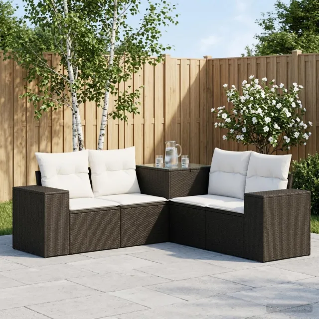 vidaXL Bankstel 5 st Zwart en Cream Wit 200 x 200 x 85 cm