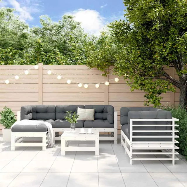 vidaXL 7-delige Loungeset massief grenenhout wit, foto 2