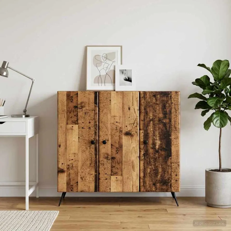 vidaXL Dressoir Oud hout 89 x 34,5 x 80 cm Bewerkt hout bruin, foto 3