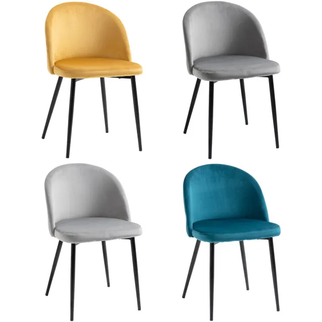 Homcom Eetkamerstoel-Fluwelen-49x50x77cm-multicolor
