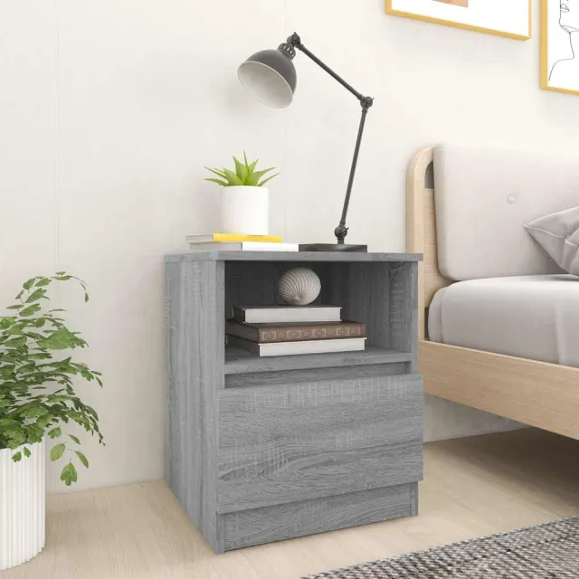 vidaXL Nachtkastje 40x40x50 cm bewerkt hout grijs sonoma eikenkleurig, foto 2