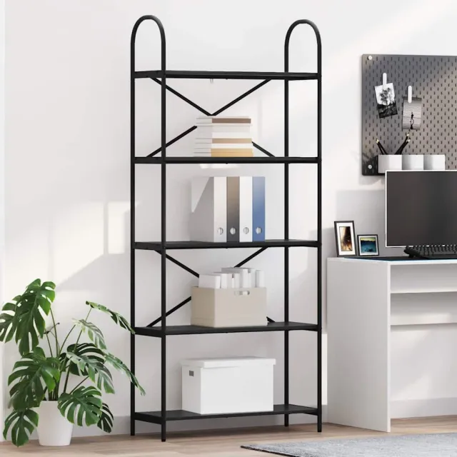 vidaXL Boekenkast 5-laags 80 x 30 x 183 cm Bewerkt hout Zwart Eiken