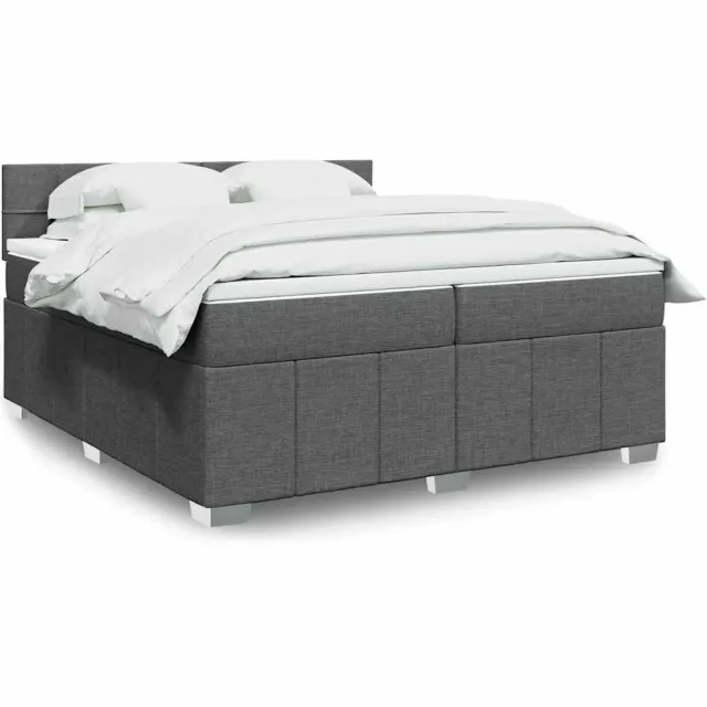 vidaXL Boxspring met matras stof donkergrijs 200x200 cm grijs