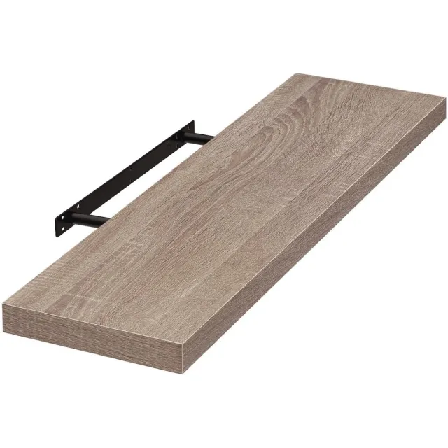 Famanu Wandplank van hout, boekenplank, 120 cm, eiken, voor het organiseren van boeken en decoratie Naturel
