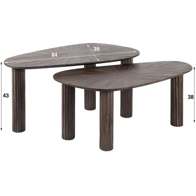 AnLi Style Salontafel Maya Teak organisch set/2 Bruin