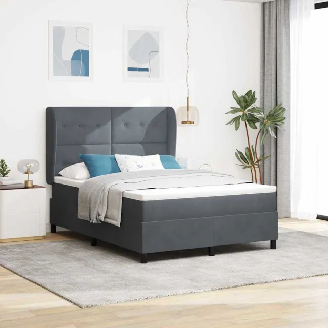 vidaXL Boxspringbed met hoofdeinde Donkergrijs 190 x 140 cm Fluweel