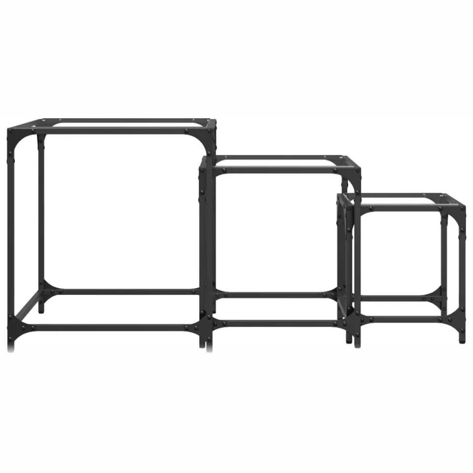vidaXL 3-delige Tafeltjesset met transparant glazen blad staal Transparent