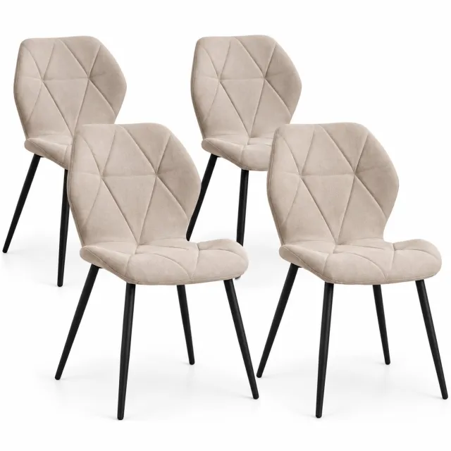 Luxevo Eetkamerstoelen – Set van 4 – Ergonomisch – Metalen Poten – Beige