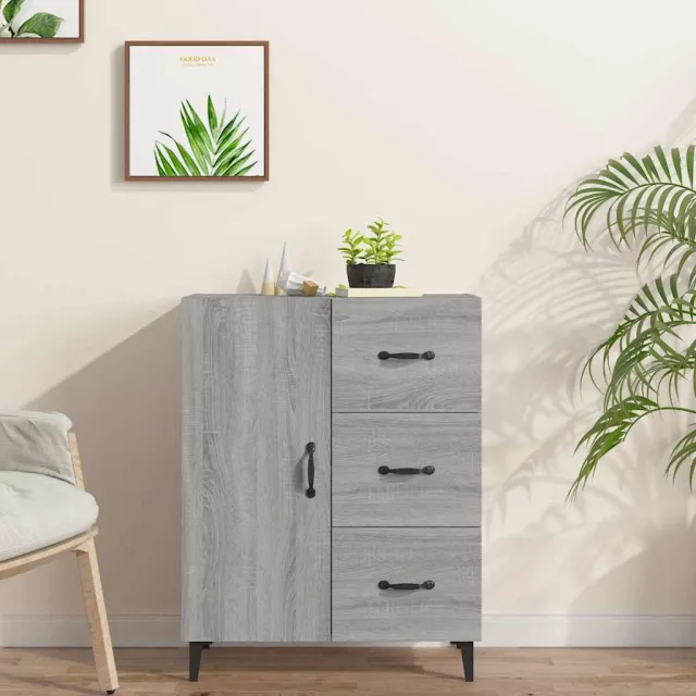 vidaXL Dressoir 69,5x34x90 cm bewerkt hout grijs sonoma eikenkleurig, foto 2