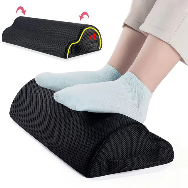 Famanu In hoogte verstelbare voetsteun voor onder bureau, antislip voetsteunkussen voor optimaal comfort in thuiskantoor Zwart