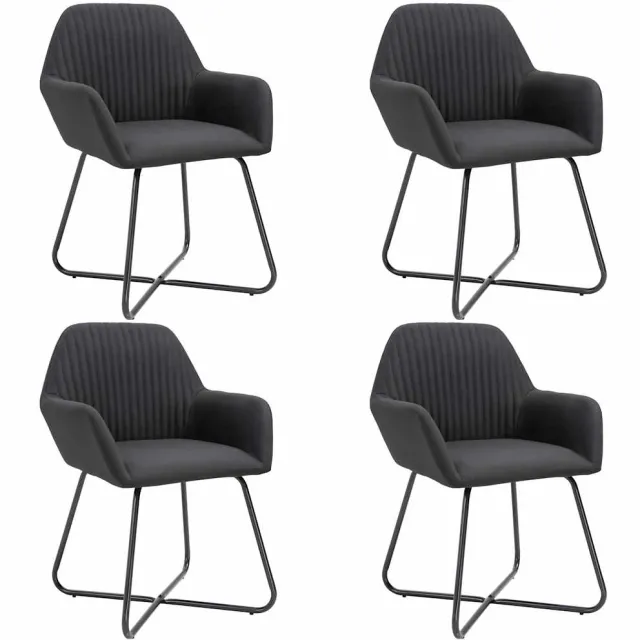 vidaXL Eetkamerstoelen 4 st stof zwart