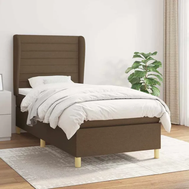vidaXL Boxspring met matras stof donkerbruin 90x190 cm bruin
