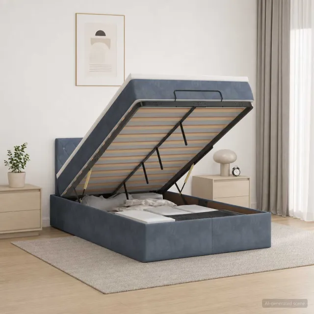 vidaXL Ottoman bed met matras Donkergrijs 120 x 190 cm Fluweel