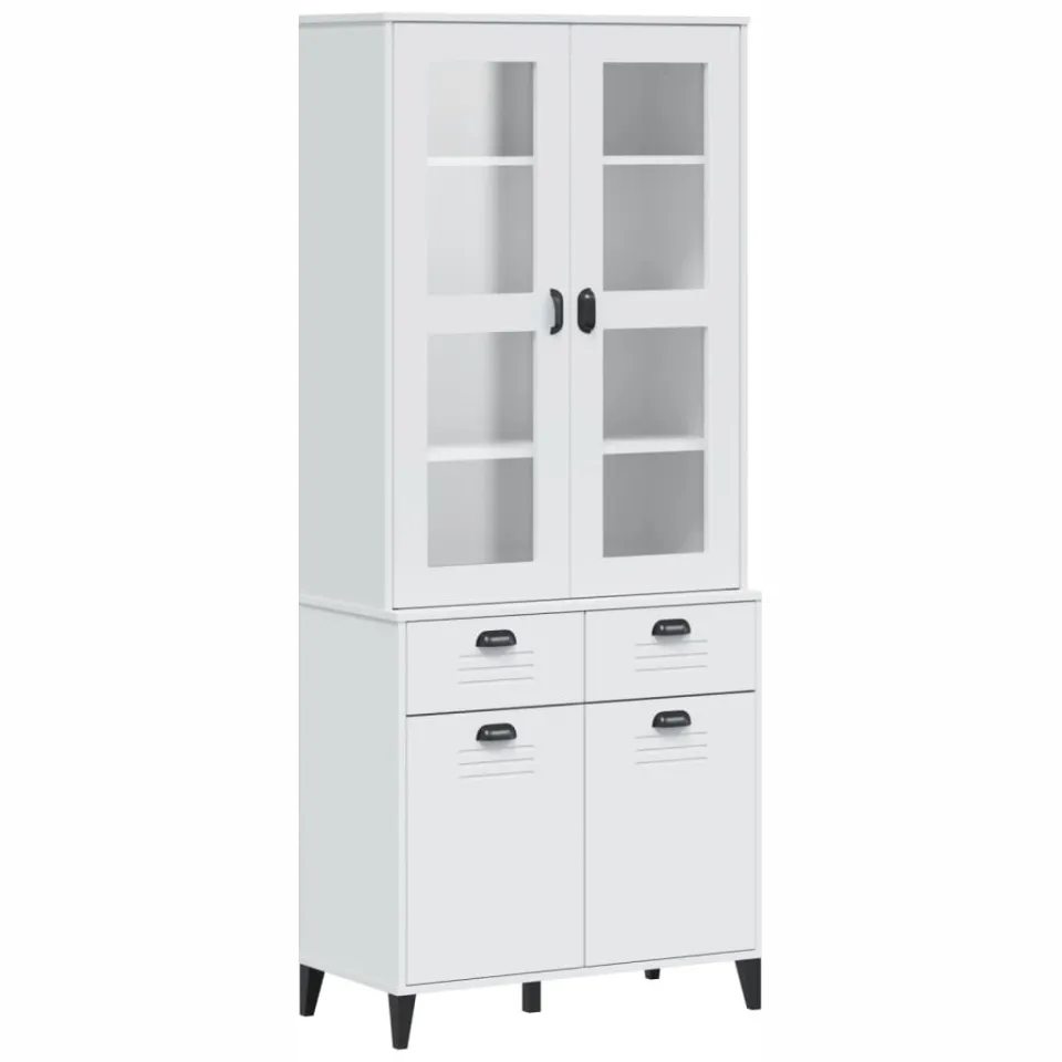 vidaXL Hoge kast VIKEN 80x40x190 cm massief grenenhout wit, foto 3