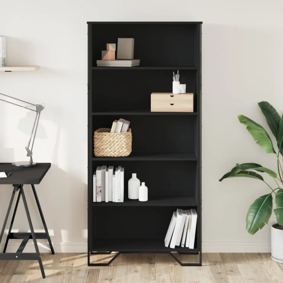 vidaXL Boekenkast 80x31x169 cm bewerkt hout zwart, foto 2