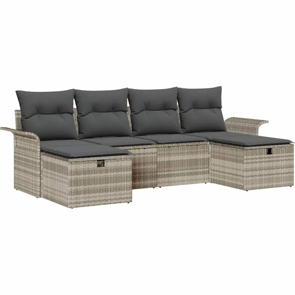 vidaXL Tuin Sofa Set 6 st Poly riet bruin