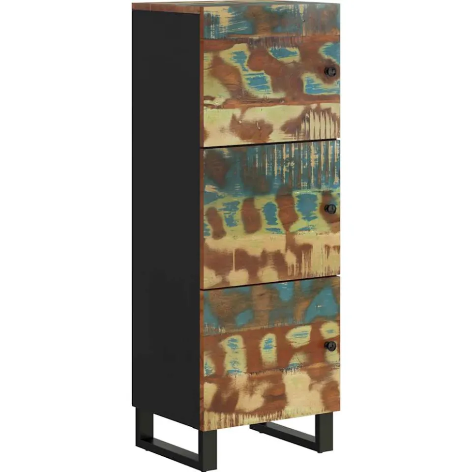 vidaXL Hoge kast met 3 deuren 40x33x110 cm gerecycled hout en ijzer meerkleurig, foto 4