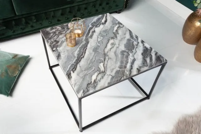 Invicta Interior Elegante salontafel ELEMENTS 50cm grijs met gepolijst marmeren blad - 40113