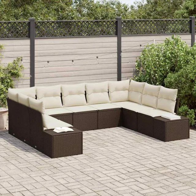 vidaXL Tuin Sofa Set 9 st Bruin poly rattan, foto 2