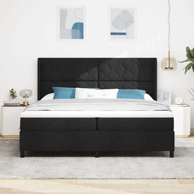 vidaXL Boxspringbed met kussen met hoofdeinde Zwart 200 x 200 cm Stof