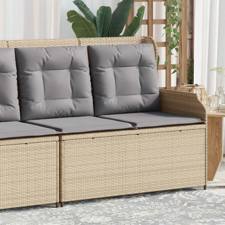 vidaXL Tuinbank 2-zits Beige en Grijs poly rattan, foto 3