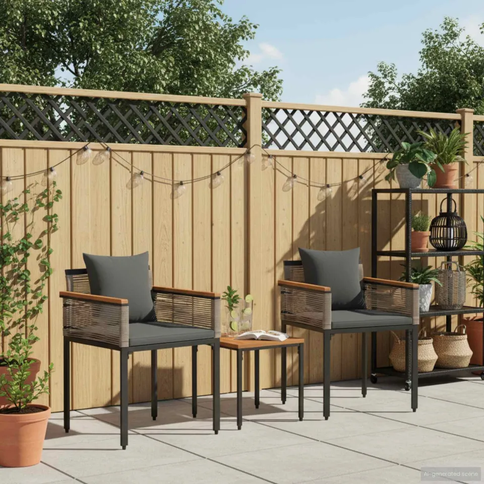 vidaXL Buitenmeubelset met kussen Grijs en Donkergrijs poly rattan, foto 3