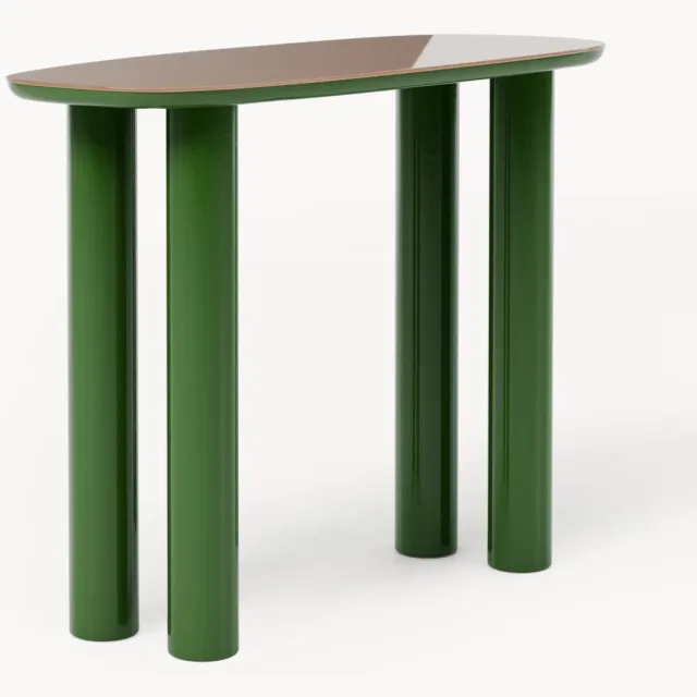 Westwing Collection Wandtafel Beni met glazen tafelblad 3 Roze, Groen