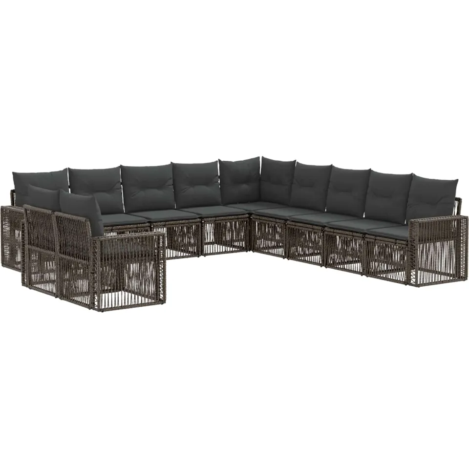 vidaXL Tuinbankenset 11 st 11-zits Grijs en Donkergrijs poly rattan, foto 3