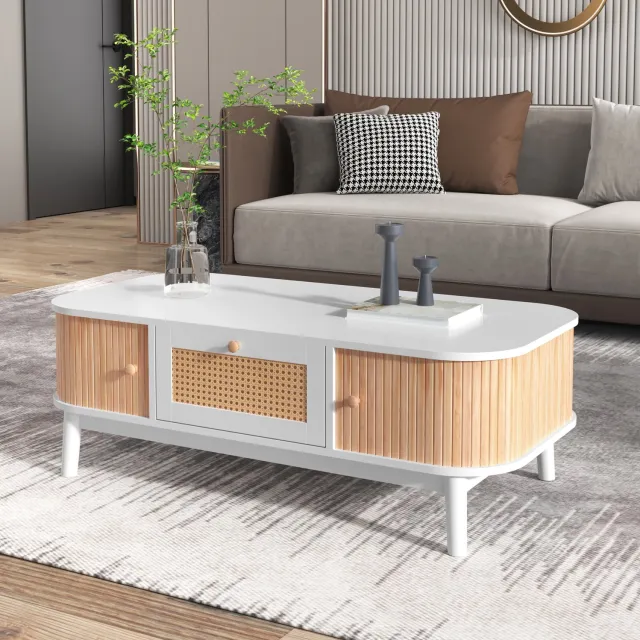 CHICFURN Salontafel - Opbergruimte - Lades en deuren - Wit