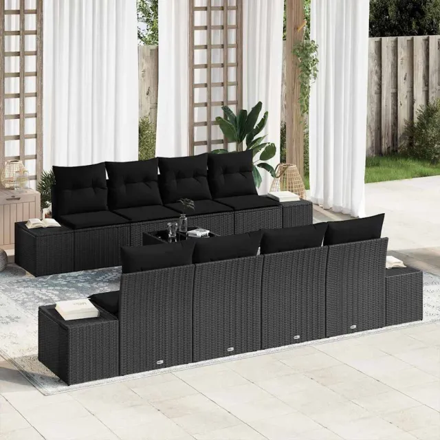 vidaXL Tuin Sofa Set 8 st Zwart poly rattan, foto 2