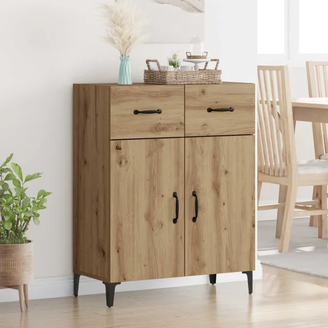 vidaXL Dressoir Artisan Eiken 69,5 x 34 x 90 cm Bewerkt hout Bruin