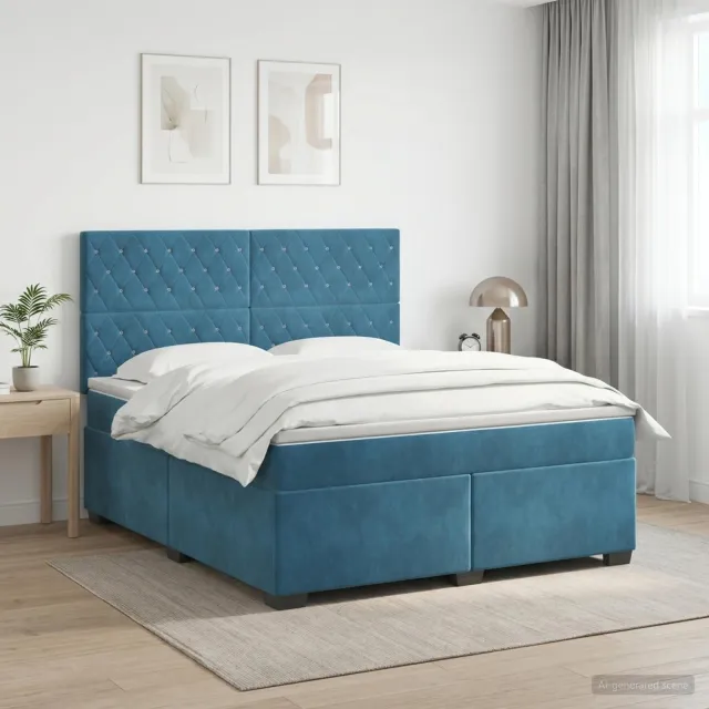 vidaXL Boxspringbed met matras Blauw 160 x 200 cm Fluweel