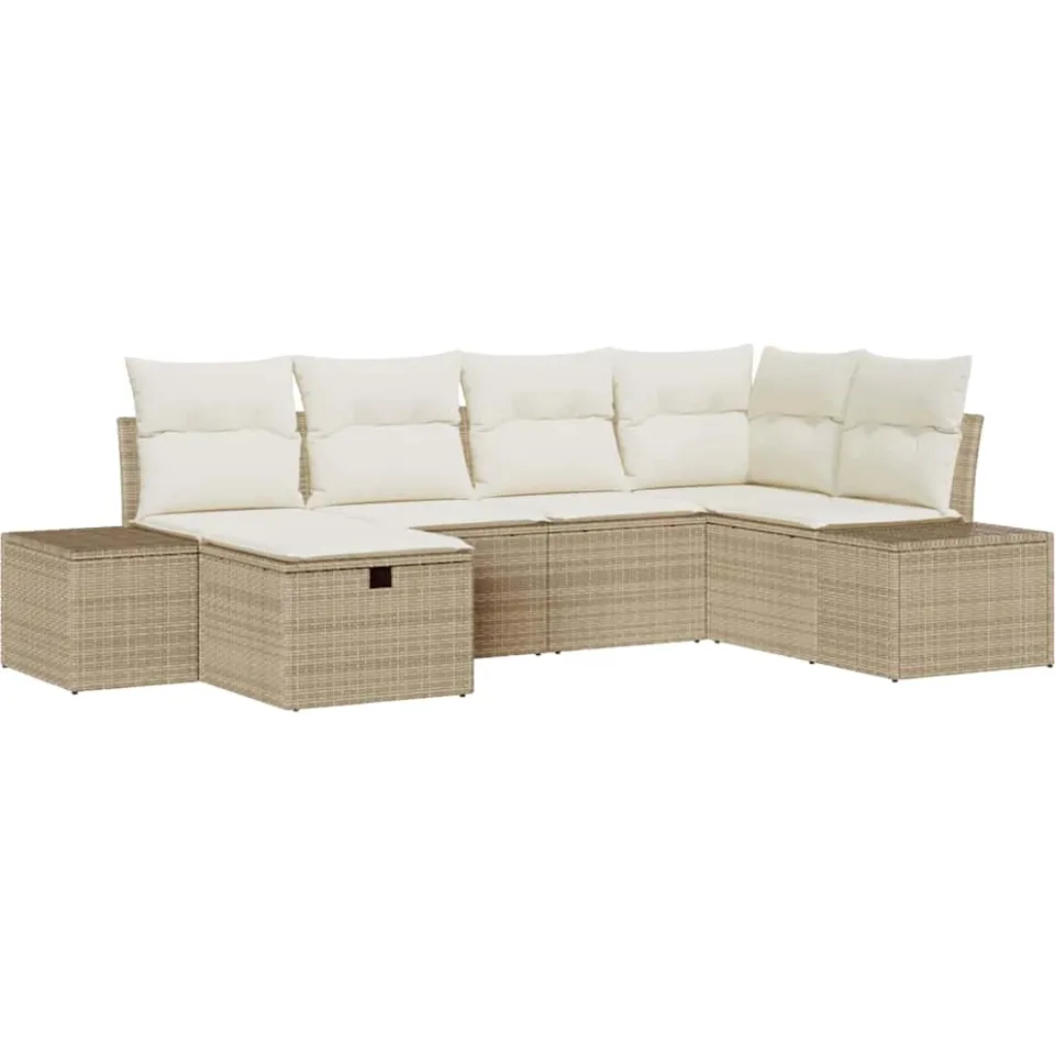 vidaXL Bankstel 6 st poly rattan Beige