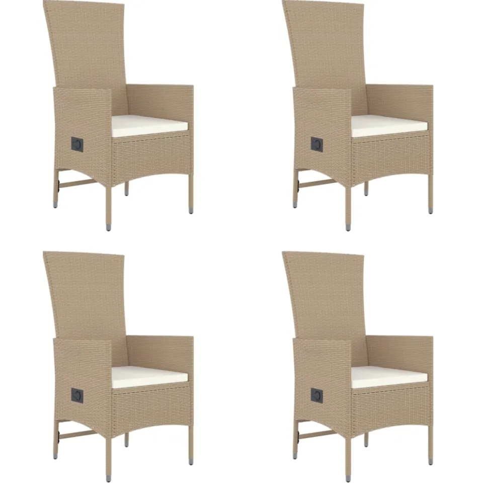 vidaXL 5-delige Tuinset met kussens poly rattan beige, foto 3