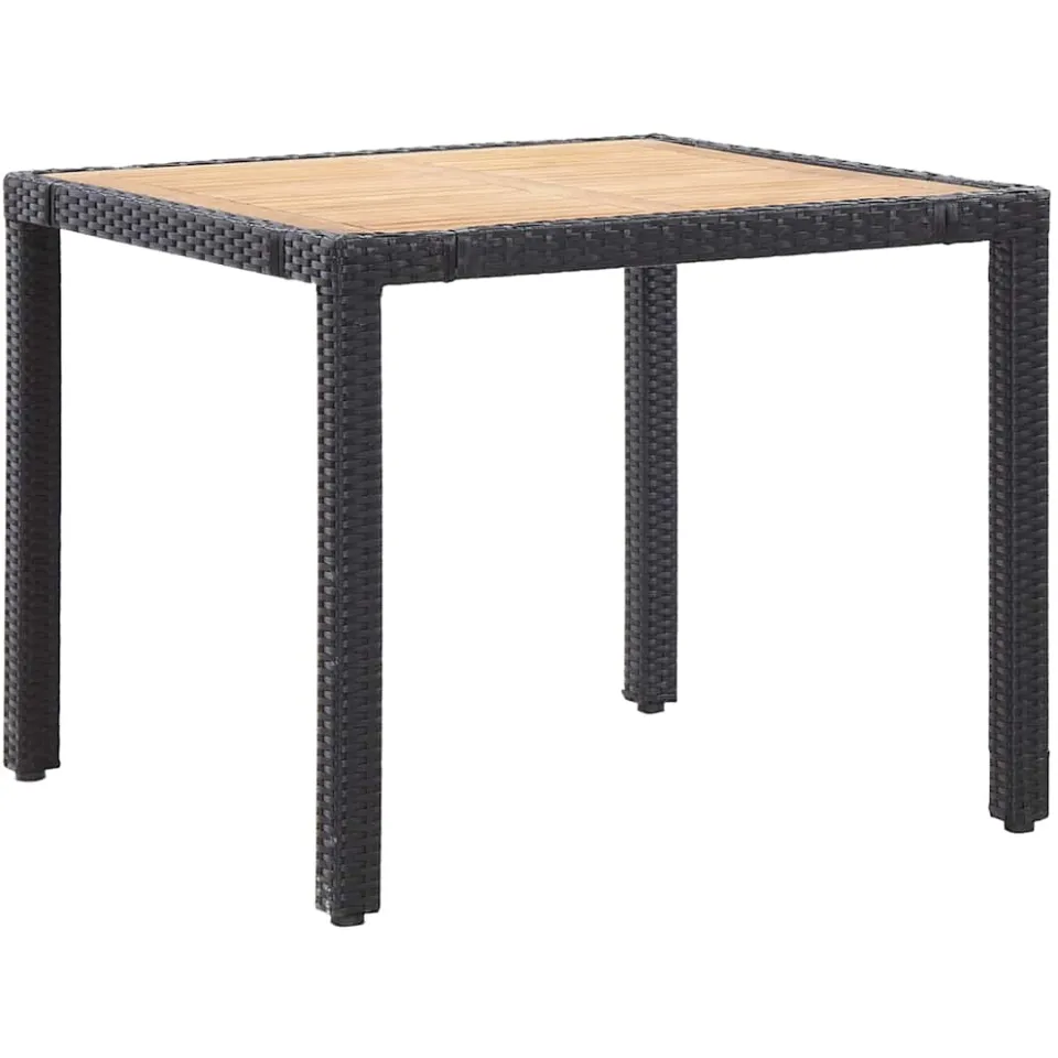 vidaXL 5-delige Tuinset met kussens poly rattan zwart