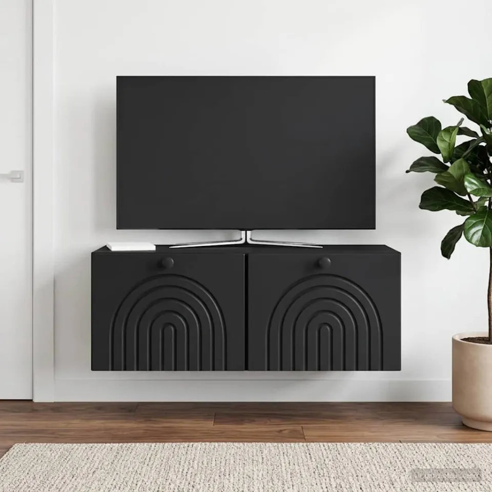 vidaXL Wandbeugel TV-kast Zwart 78,5 x 31 x 30 cm Bewerkt hout, foto 4