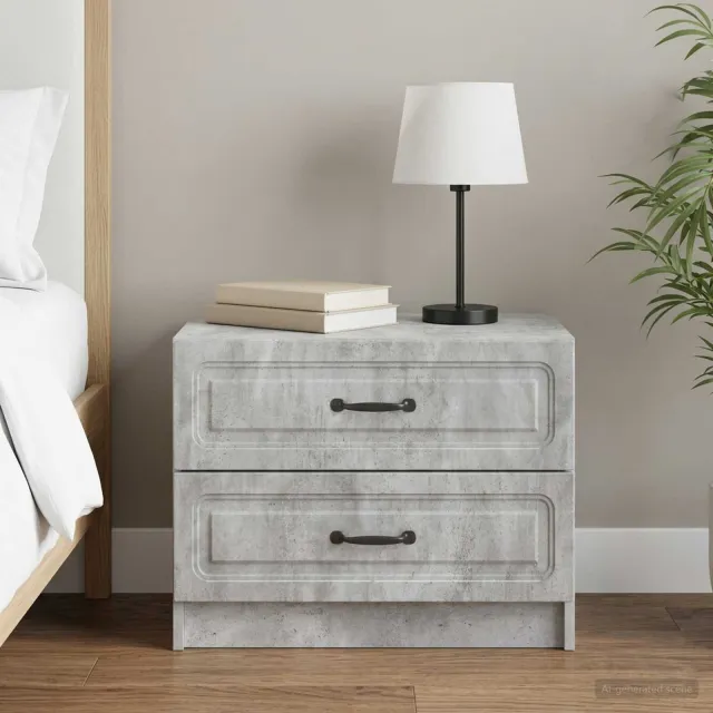 vidaXL Nachtkastje Betongrijs 62 x 34,5 x 44,5 cm Bewerkt hout grijs, foto 2