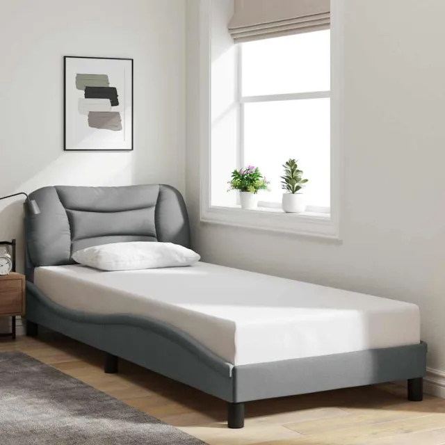 vidaXL Bedframe zonder matras "Hvar" 90x200 cm stof lichtgrijs