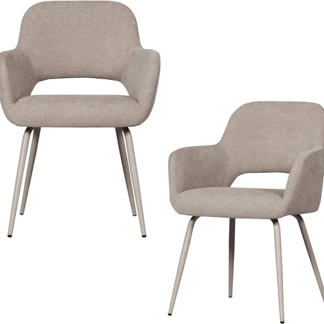 WOOOD Jenny Eetkamerstoelen - Polyester - Naturel - Set van 2