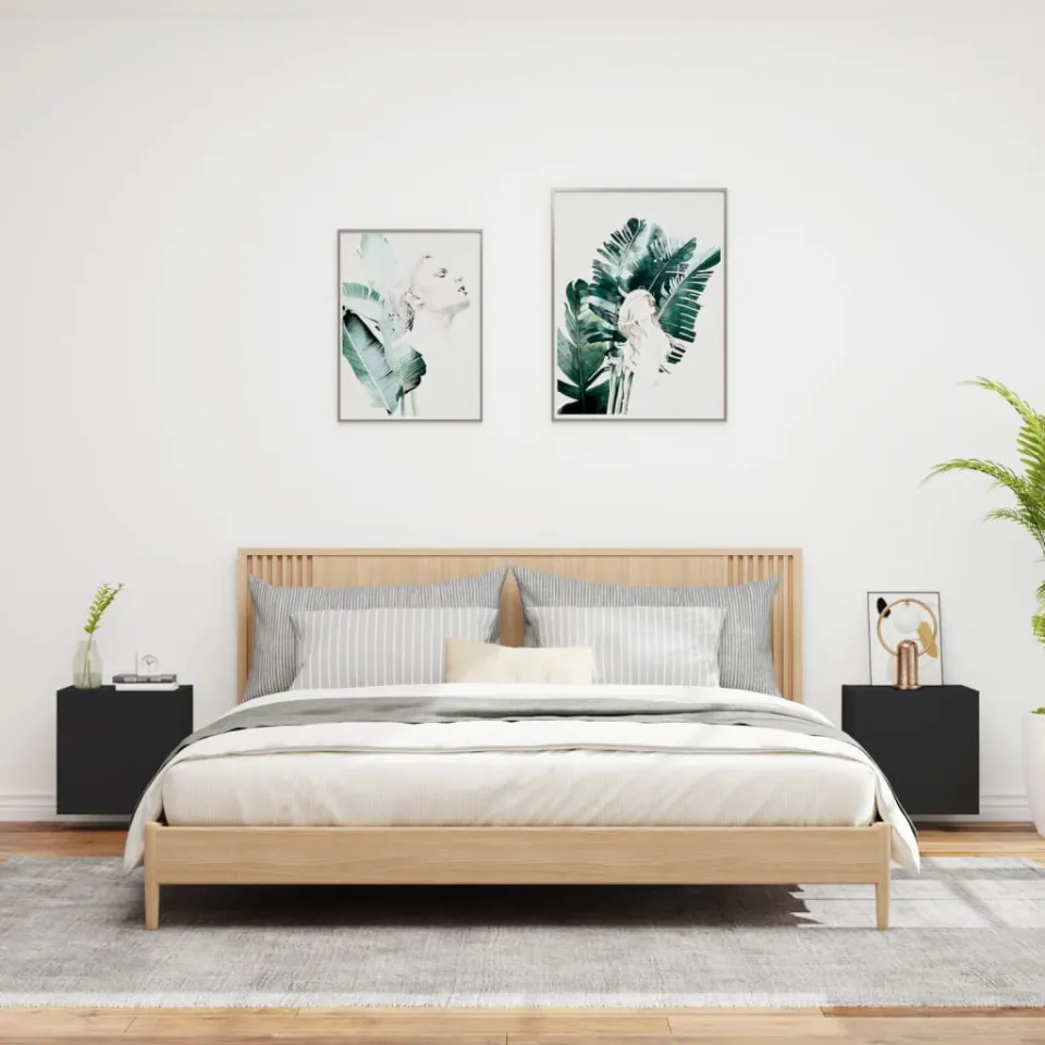 vidaXL Tv-wandmeubels 2 st 40,5x30x40 cm bewerkt hout zwart, foto 3